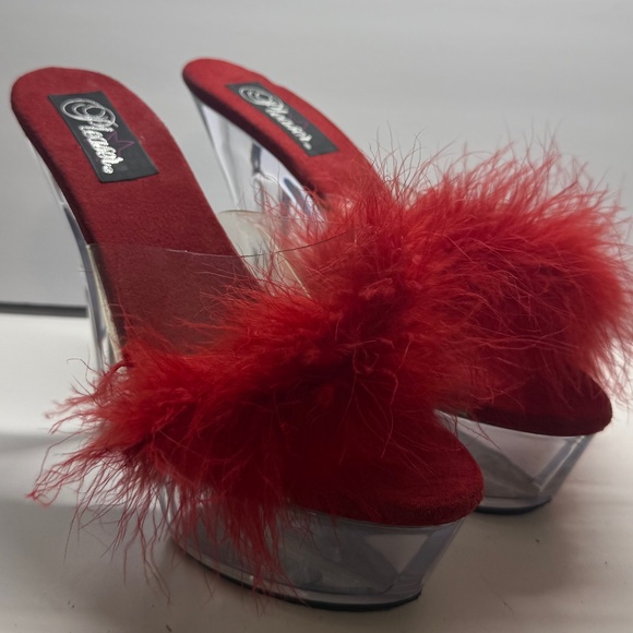 Pleaser 6 in with platform marabou mules - Picture 1 of 11